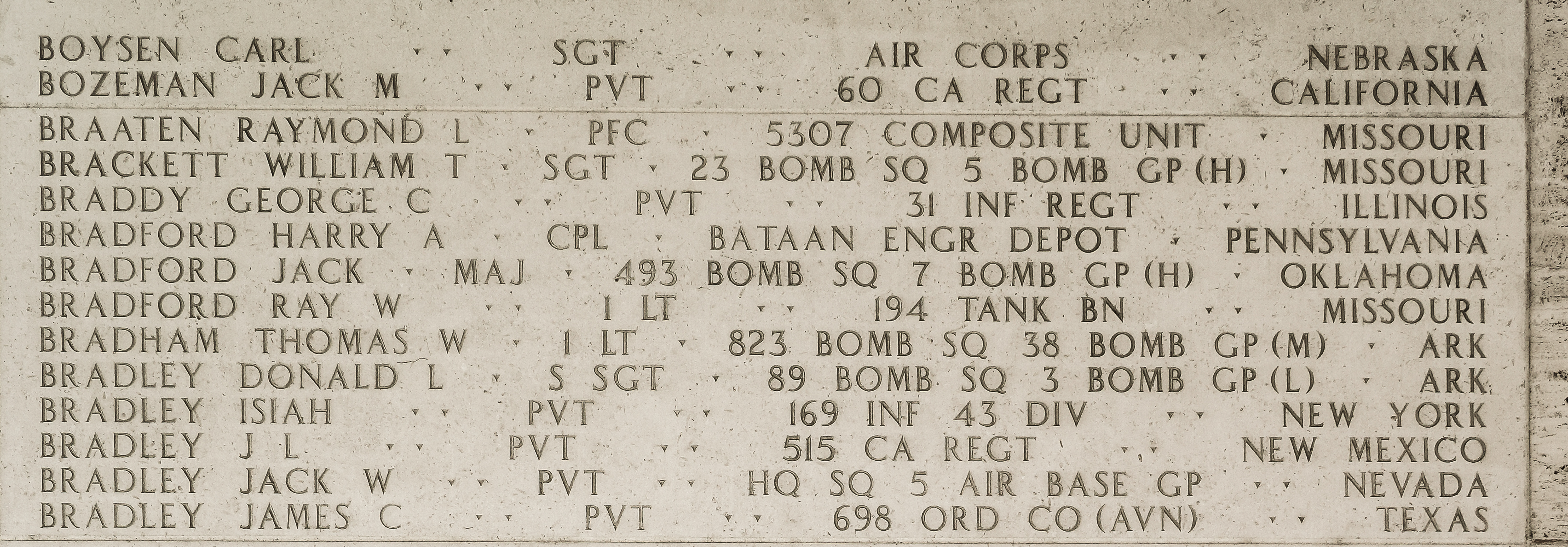 Ray W. Bradford, First Lieutenant